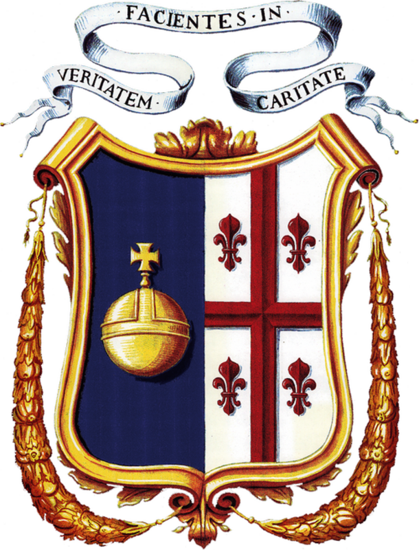 Coat of Arms of the Institute of Christ the King Sovereign Priest — with motto Veritatem facientes in caritate